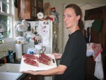 Oct 15: Grant displays some delicious steaks. Mmm, meat.