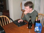 Oct 15: Roy tinkers on his laptop while avoiding eye contact with the Goth Woolite