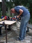 Sep 10: Ehren wields a sander
