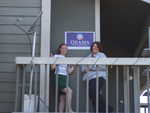 Feb 23: Carrie and Christina show off our new Obama campaign sign